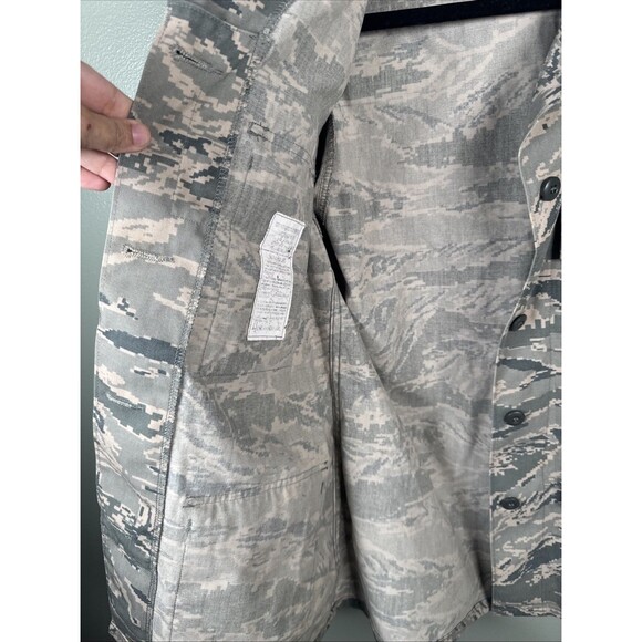 US Military Mens Green Camo Civil Air Patrol Field Button Down Jacket Distressed - Picture 6 of 12